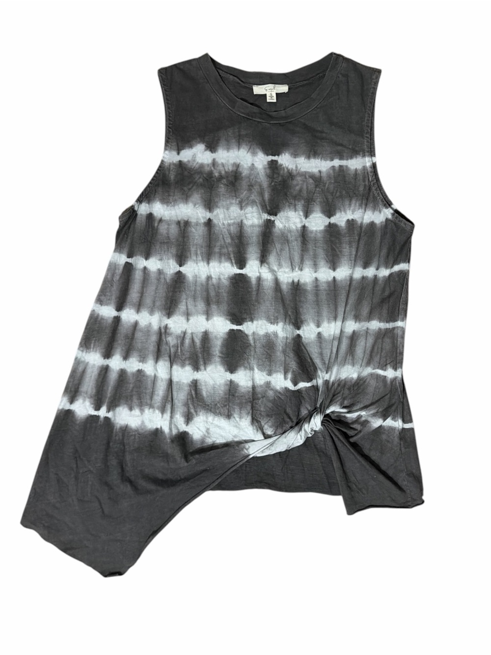 EASEL Women's Charcoal Tie-Dye Sleeveless w Twist Tank -